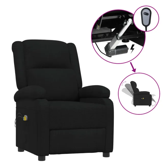 Fauteuil électrique de massage Noir Tissu