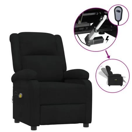 Fauteuil électrique de massage Noir Tissu