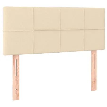 Sommier à lattes de lit avec matelas LED Crème 100x200 cm Tissu