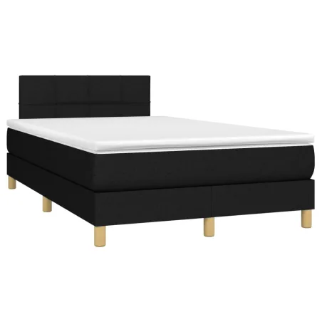 Sommier à lattes de lit avec matelas LED Noir 120x200 cm Tissu