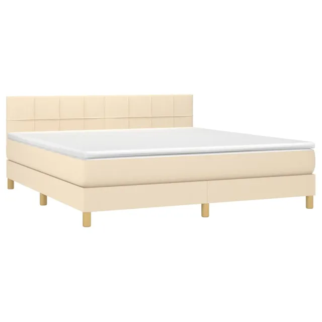 Sommier à lattes de lit avec matelas LED Crème 160x200 cm Tissu