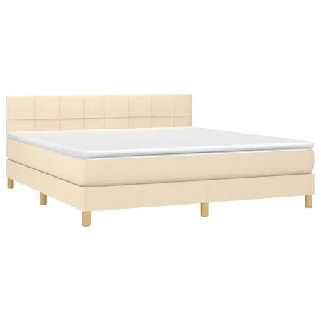 Sommier à lattes de lit avec matelas LED Crème 160x200 cm Tissu