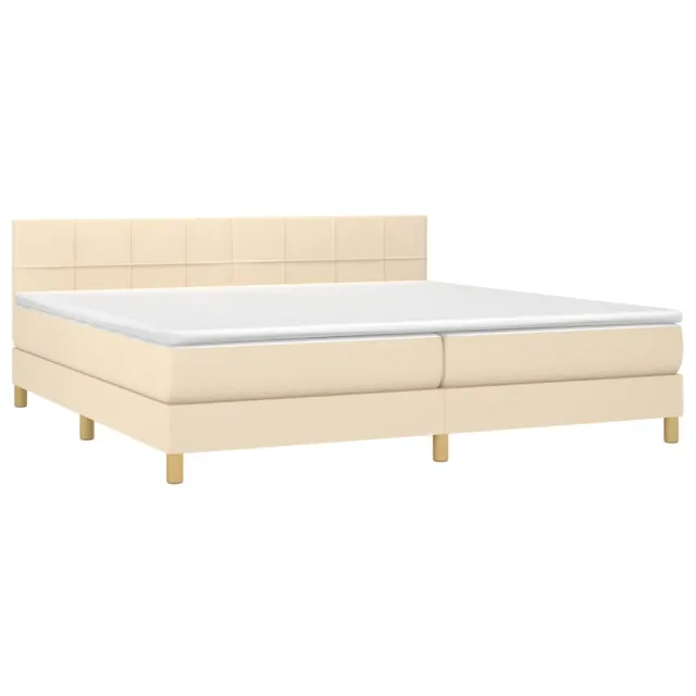 Sommier à lattes de lit et matelas et LED Crème 200x200cm Tissu