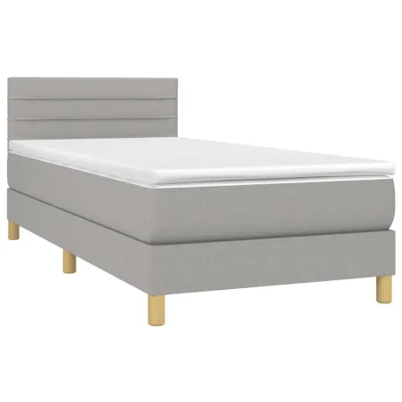 Sommier à lattes de lit matelas LED Gris clair 100x200 cm Tissu