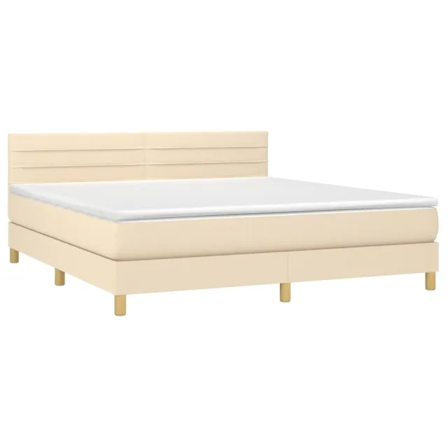 Sommier à lattes de lit avec matelas LED Crème 180x200 cm Tissu