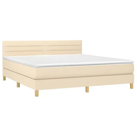 Sommier à lattes de lit avec matelas LED Crème 180x200 cm Tissu