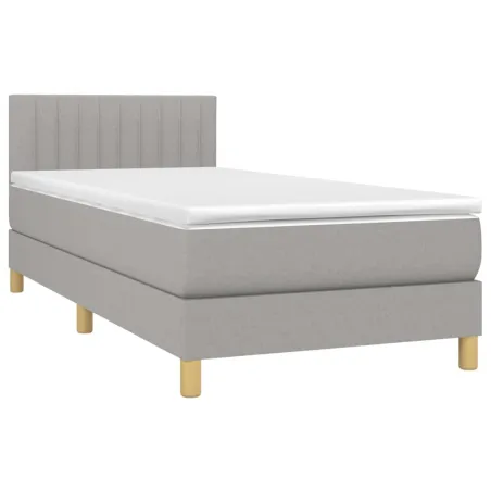 Sommier à lattes de lit avec matelas et LED Gris clair 80x200cm