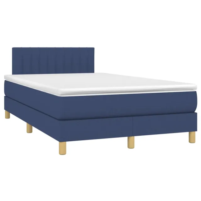 Sommier à lattes de lit avec matelas LED Bleu 120x200 cm Tissu
