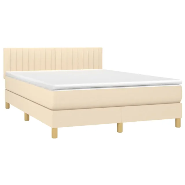 Sommier à lattes de lit avec matelas LED Crème 140x200 cm Tissu
