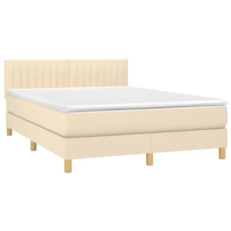 Sommier à lattes de lit avec matelas LED Crème 140x200 cm Tissu