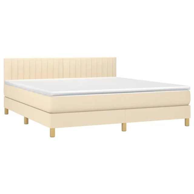 Sommier à lattes de lit avec matelas LED Crème 160x200 cm Tissu