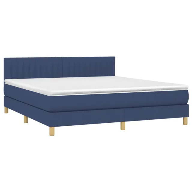 Sommier à lattes de lit avec matelas LED Bleu 180x200 cm Tissu