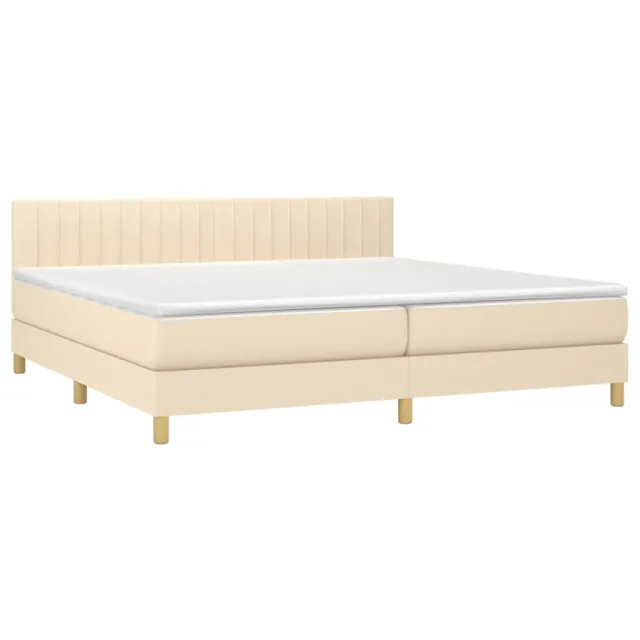 Sommier à lattes de lit et matelas et LED Crème 200x200cm Tissu