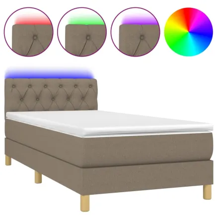 Sommier à lattes de lit avec matelas LED Taupe 80x200cm Tissu 2