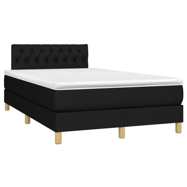 Sommier à lattes de lit avec matelas LED Noir 120x200 cm Tissu