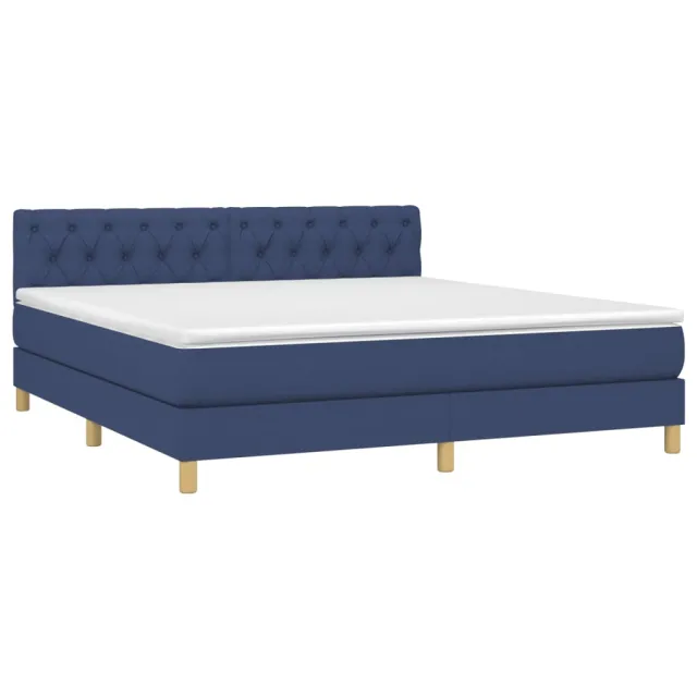 Sommier à lattes de lit avec matelas LED Bleu 160x200 cm Tissu