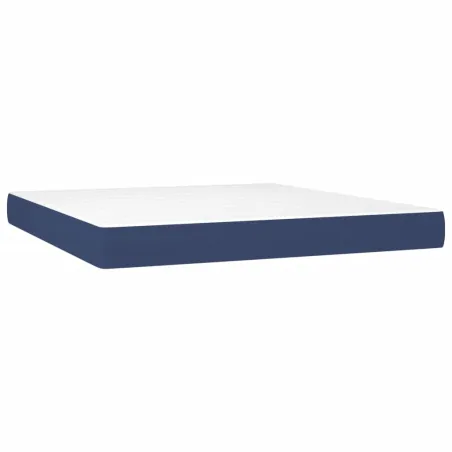 Sommier à lattes de lit avec matelas LED Bleu 160x200 cm Tissu