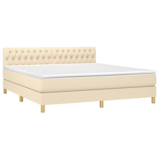 Sommier à lattes de lit avec matelas LED Crème 180x200 cm Tissu