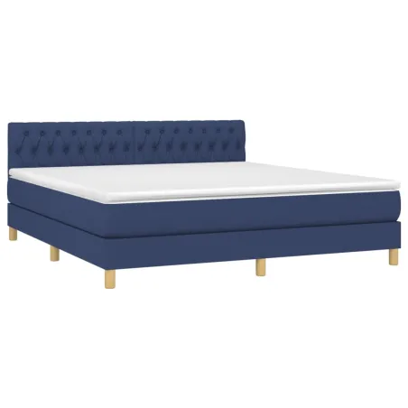 Sommier à lattes de lit avec matelas LED Bleu 180x200 cm Tissu