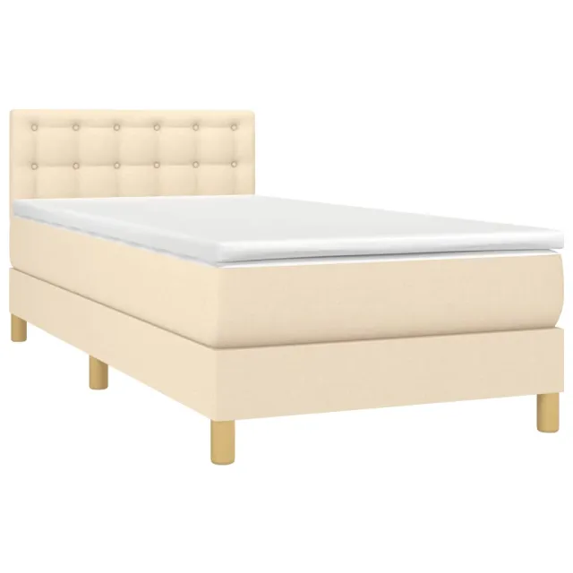 Sommier à lattes de lit avec matelas LED Crème 90x200 cm Tissu