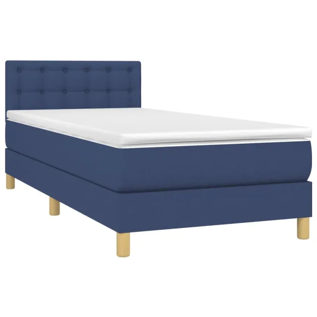 Sommier à lattes de lit avec matelas LED Bleu 100x200 cm Tissu