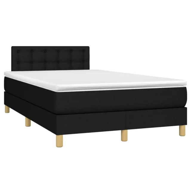 Sommier à lattes de lit avec matelas LED Noir 120x200 cm Tissu