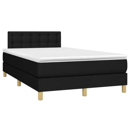 Sommier à lattes de lit avec matelas LED Noir 120x200 cm Tissu