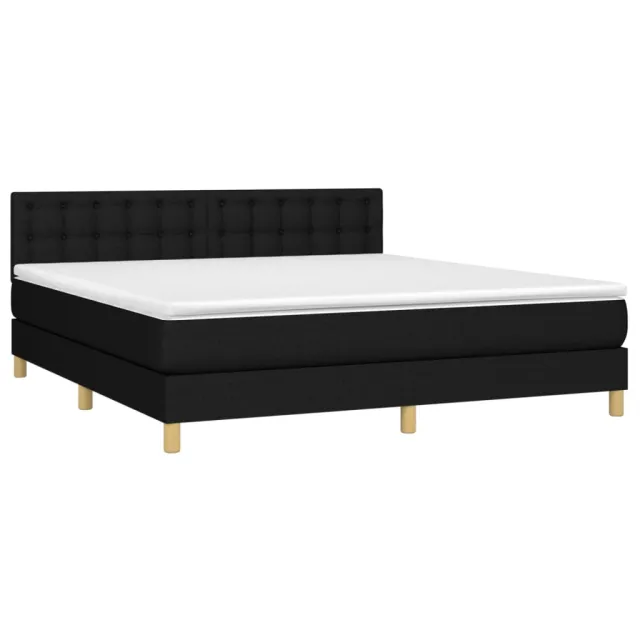 Sommier à lattes de lit avec matelas LED Noir 160x200 cm Tissu