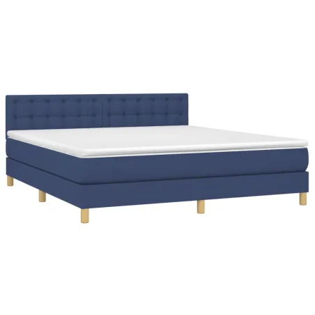 Sommier à lattes de lit avec matelas LED Bleu 180x200 cm Tissu