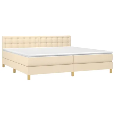 Sommier à lattes de lit et matelas et LED Crème 200x200cm Tissu