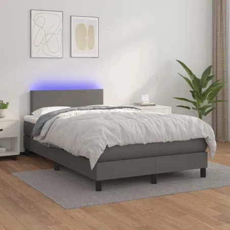 Sommier à lattes de lit avec matelas et LED Gris 120x200 cm