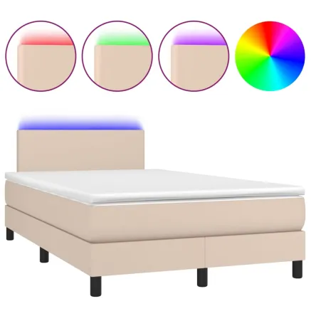 Sommier à lattes de lit avec matelas LED Cappuccino 120x200 cm 2