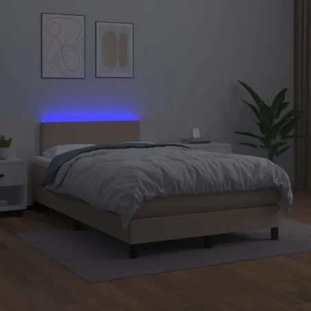 Sommier à lattes de lit avec matelas LED Cappuccino 120x200 cm