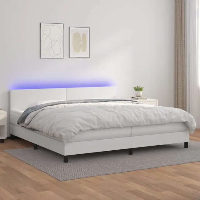 Sommier à lattes de lit avec matelas et LED Blanc 200x200 cm