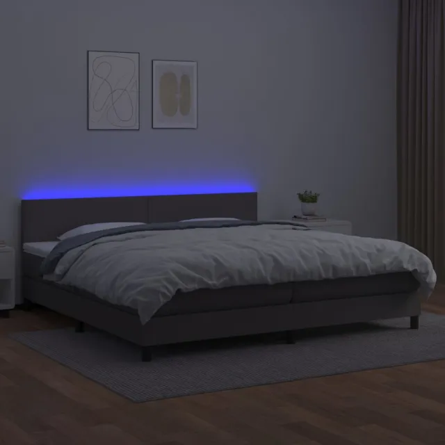 Sommier à lattes de lit avec matelas et LED Gris 200x200 cm