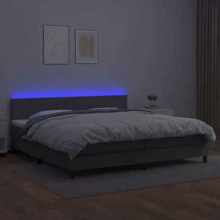 Sommier à lattes de lit avec matelas et LED Gris 200x200 cm