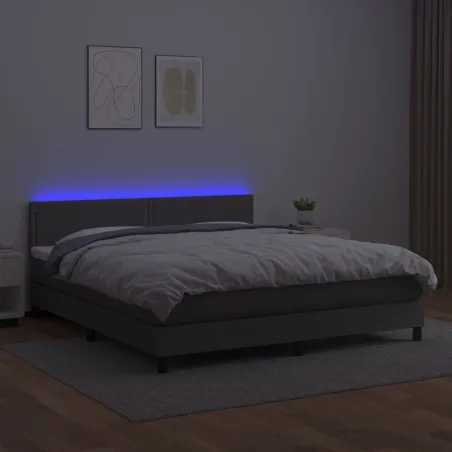 Sommier à lattes de lit avec matelas et LED Gris 180x200 cm