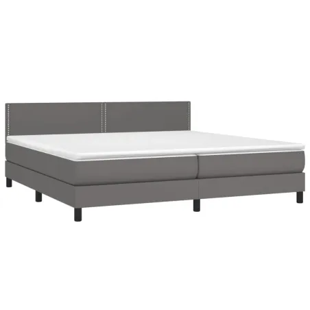 Sommier à lattes de lit avec matelas et LED Gris 200x200 cm