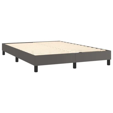 Sommier à lattes de lit avec matelas et LED Gris 140x190cm