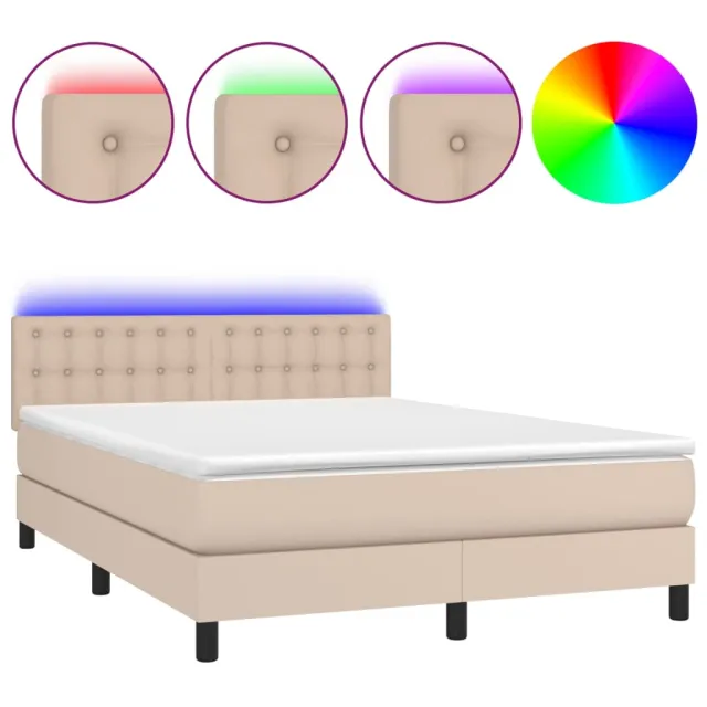 Sommier à lattes de lit avec matelas LED Cappuccino 140x190 cm