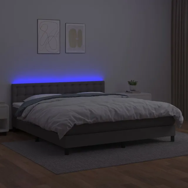 Sommier à lattes de lit avec matelas et LED Gris 160x200 cm