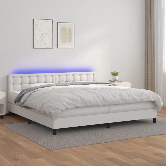 Sommier à lattes de lit avec matelas et LED Blanc 200x200 cm