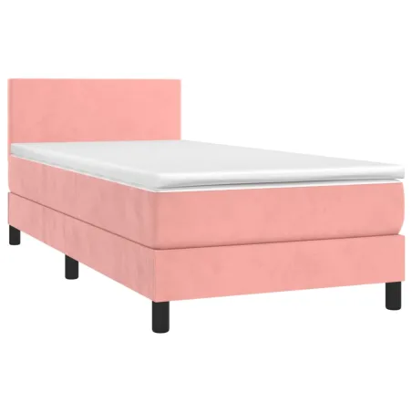 Sommier à lattes de lit avec matelas LED Rose 90x190 cm Velours