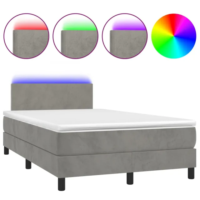 Sommier à lattes de lit avec matelas LED Gris clair 120x200 cm