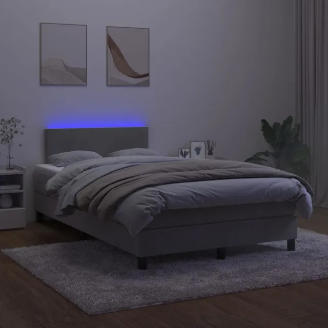Sommier à lattes de lit avec matelas LED Gris clair 120x200 cm