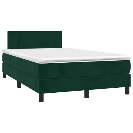 Sommier à lattes de lit avec matelas LED Vert foncé 120x200 cm