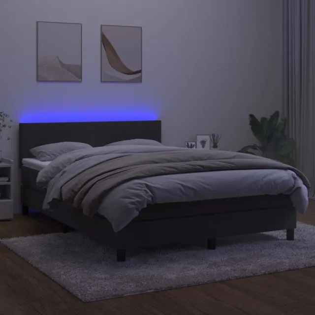 Sommier à lattes de lit avec matelas LED Gris foncé 140x200 cm