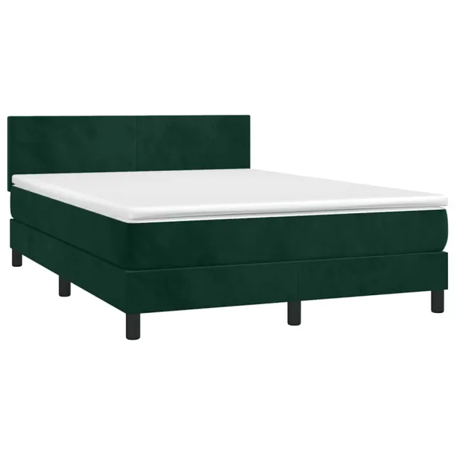 Sommier à lattes de lit avec matelas LED Vert foncé 140x200 cm
