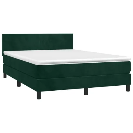 Sommier à lattes de lit avec matelas LED Vert foncé 140x200 cm