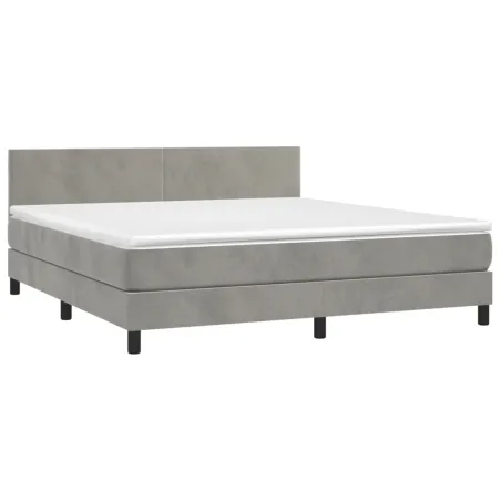 Sommier à lattes de lit avec matelas LED Gris clair 160x200 cm